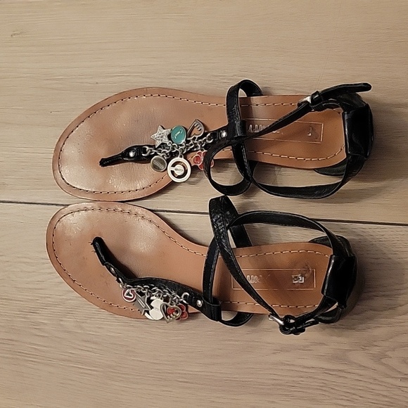 Coach Shoes - Coach T Strap Leather Thong Sandals Black Sz. 8B